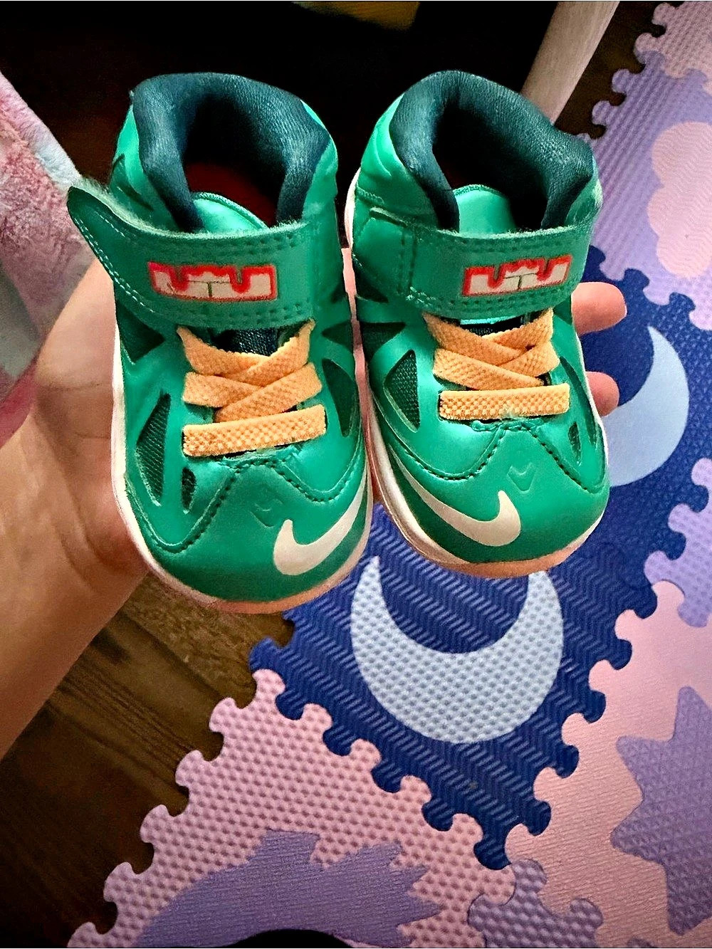 Nike LeBron Infant Sneakers Green & Orange Baby 3c